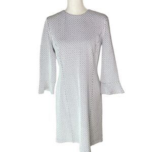 J.McLaughlin Eloise Wm’s Med Sz Black White Crew Neck Knit Midi Sheath Dress
